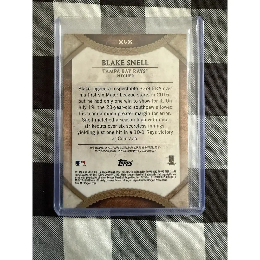 Blake Snell 2017 TOPPS Tier One Autographed/25 Baseball Card